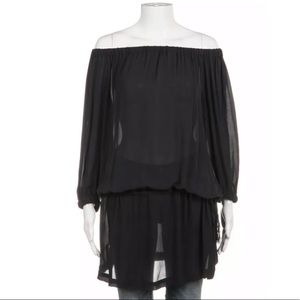 Yaya aflalo black sheer 100% silk blouse large 10